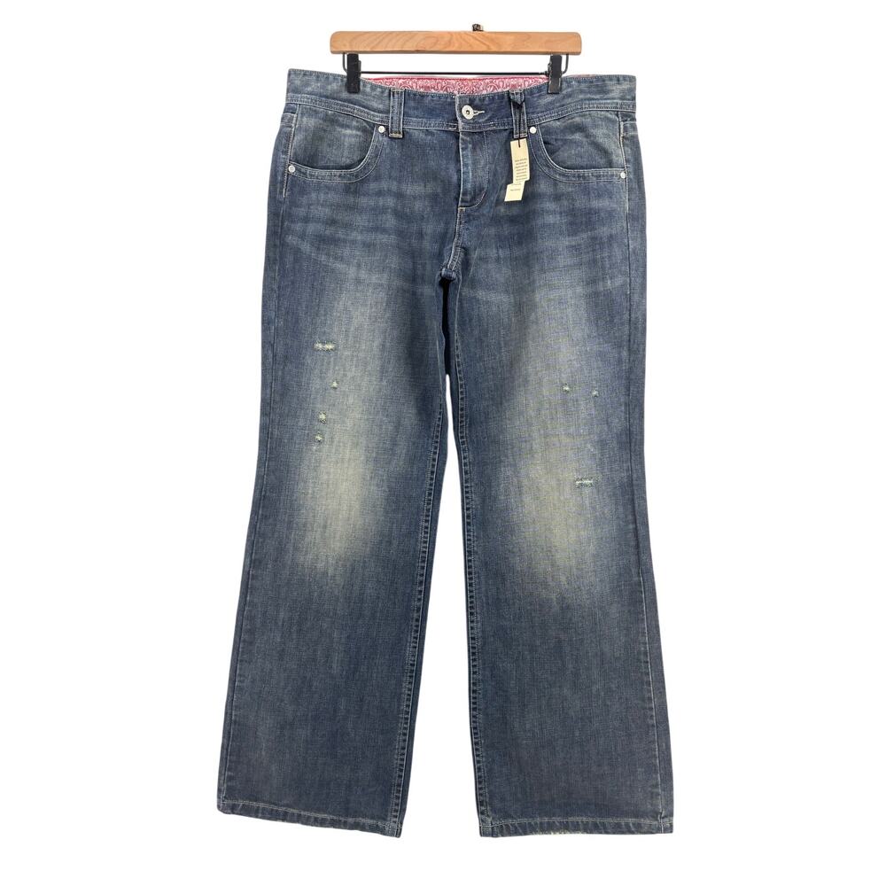 London Jeans Wide Leg Rigid Denim Size 16 x 33 Inseam y2k Western Country